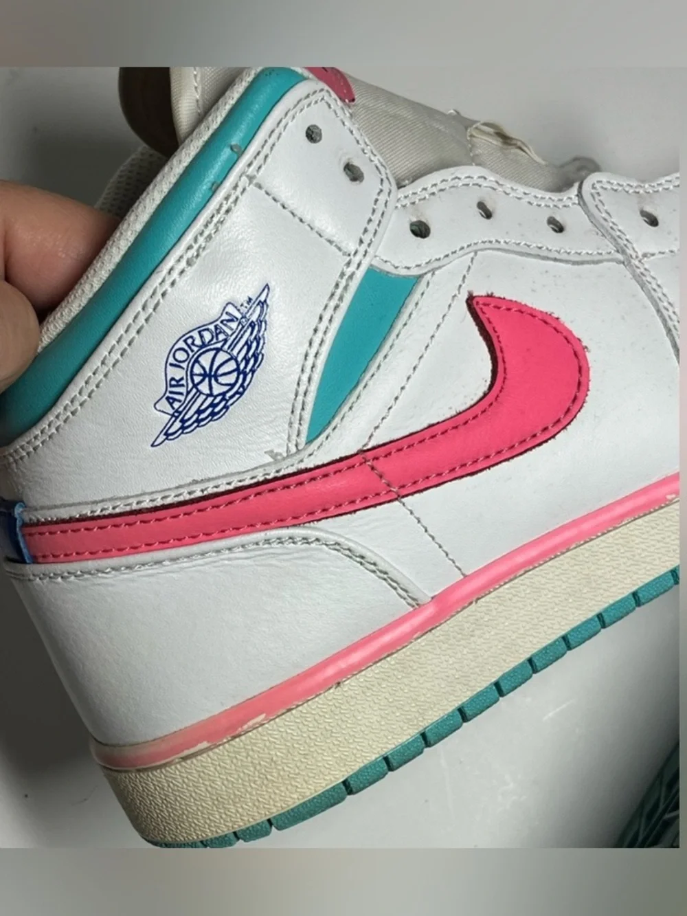Nike Youth 6.5 Air Jordan 1 Mid GS 'Digital Pink’ 2020 Lifestyle White Green